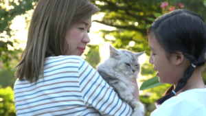 Cat Mum And Daughter